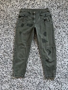 G-Star Raw Army Radar Mid Rise Boyfriend Pants Green Patchwork Distressed 28
